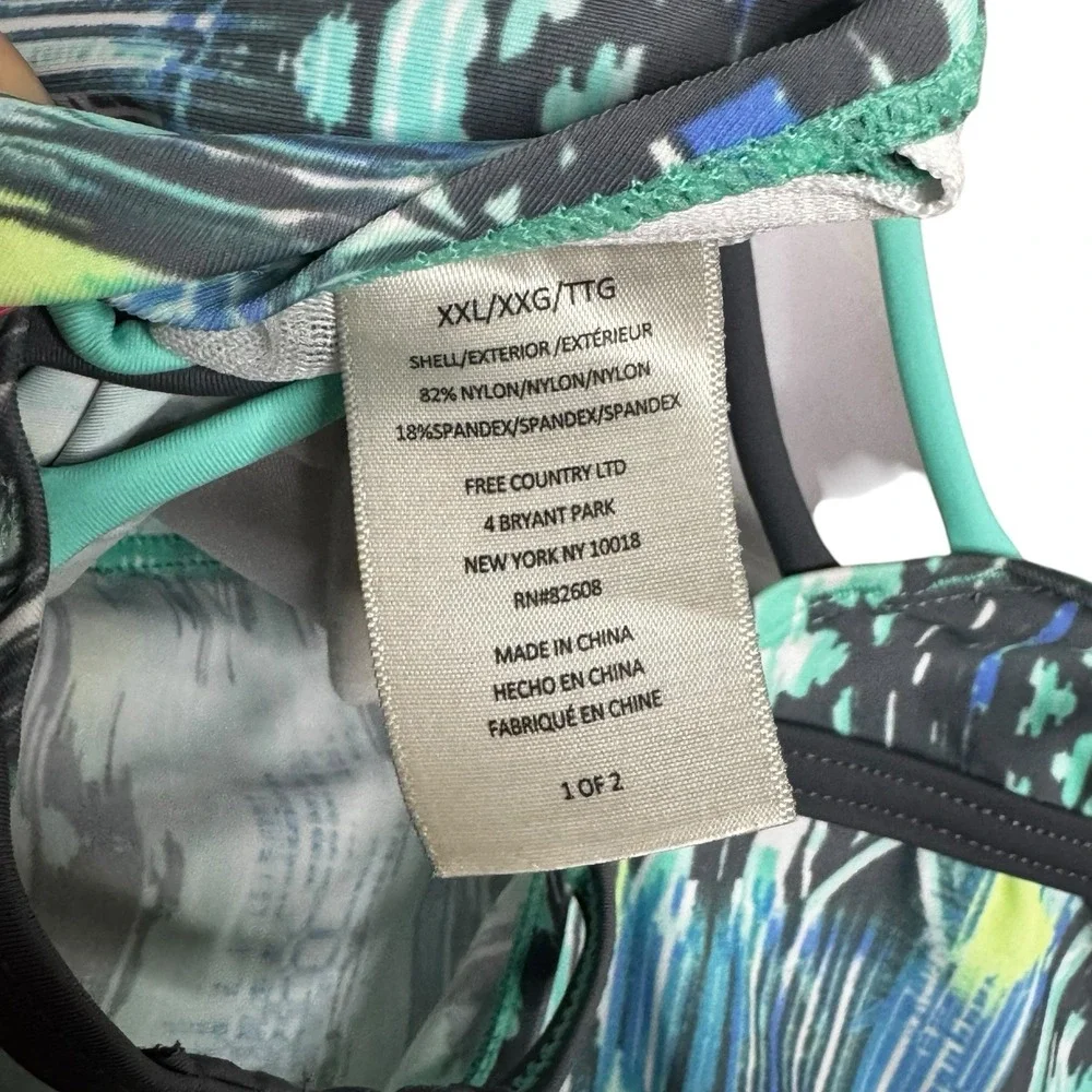 NWT Free Country Women's Tankini Top Molded Cup Size XXL Strappy Back UPF